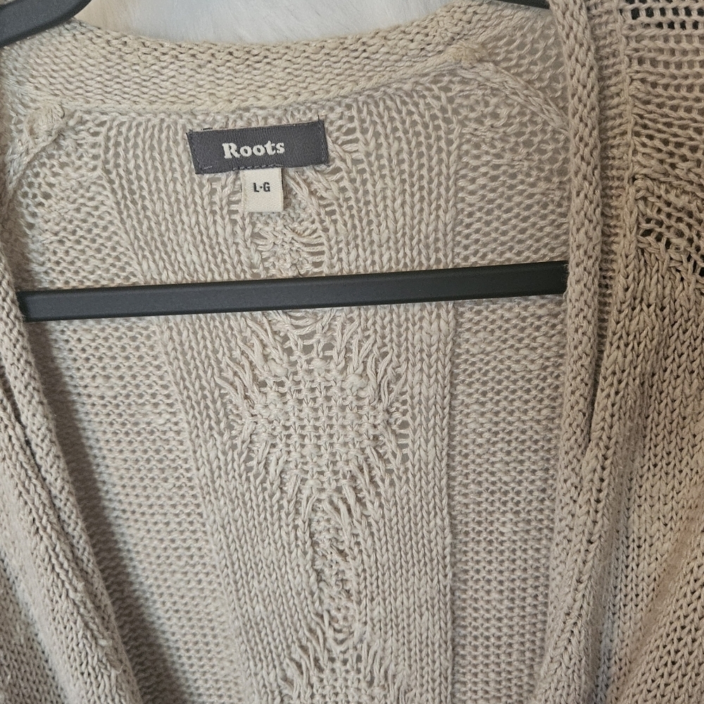 Roots Classic Knit Longline Cardigan w/ Tie Belt and Pockets - Picture 2 of 6
